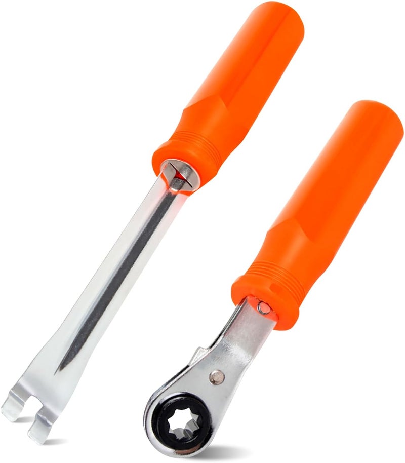 BARTOO 2PCS Automatic Slack Adjuster Tools, 5/16'' Double Square Ratcheting Wrench & Fork End Release Tool, Brake Adjustment Tool for Semi Truck, Heavy Duty Truck,Trailers - Image 1